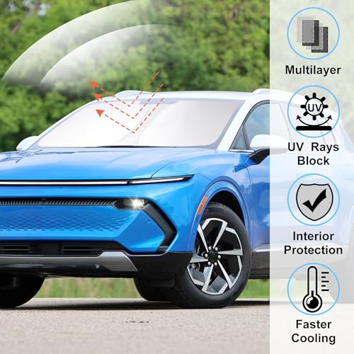 Image of Windshield Sun Shade for 2024 2025 2026 Chevrolet Equinox EV | Full covered for windshield, Foldable & Durable, Block UV Rays, Reduce Heat, Easy to install, Keep Car Cooler