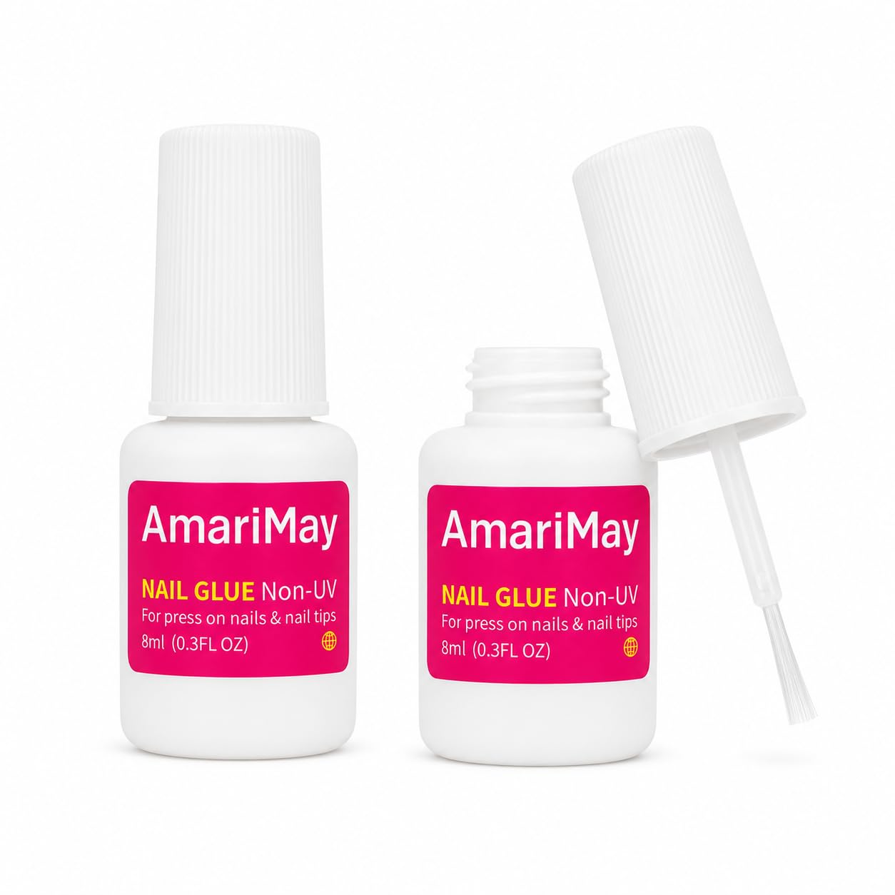 Nail Glue for Press On Nails, 8ml *4, Nail Tips & Acrylic Nails Nail Bond, Brush On Glue for Press Ons, Tips & Acrylics - Long Lasting, Maximum Strength, Mess-Free Application