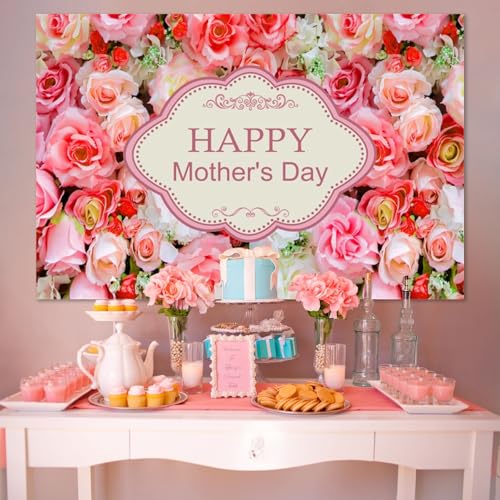Fondo para fotos Día de la Madre 8x6 ft color rosa miniatura 3