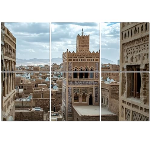 6 Pack Acoustic Foam Panels Sound Proofing Panels buildings yemen arabian windowss pictures Acoustic Wall Panel Soundproofing for Livingroom Nursery Room 72x48 Home Decor