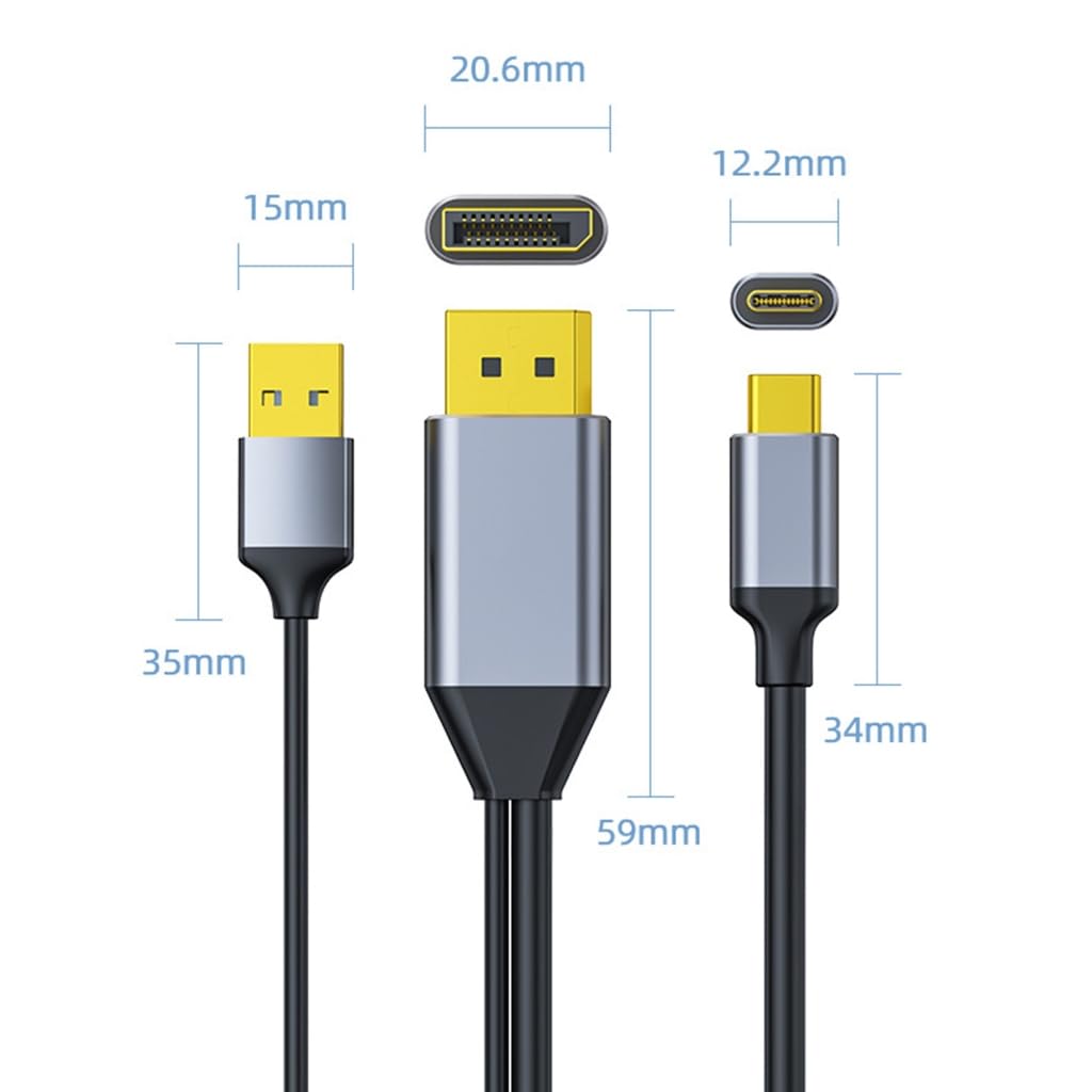 Kabel USB C na kabel 4K przy 60 Hz typ C do 2K 144 Hz kabel do laptopa tabletu zewnętrzny przenośny wyświetlacz