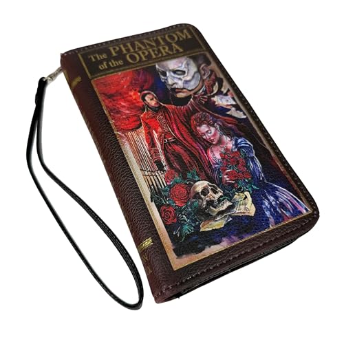 Image of Women's Bifold Wallet Phantom of the Opera Book Wristlet, Burgundy 7 Inch