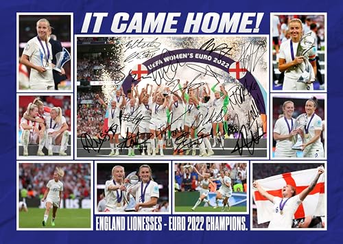Rjr prints england lionesses ' it came home! ' 2022 womens european champions team player multi signed a4 montage photo print pre printed signature autograph football gift