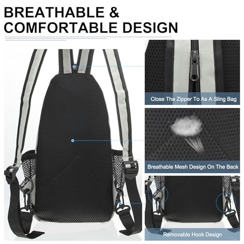 Convertible Sling Bag Crossbody Backpack - 8.5"x15" (LXH) Good for Women Men Hiking Travel Cycling - Multifunctional Shoulder Bag Casual Packs with Headphone Jack - White3