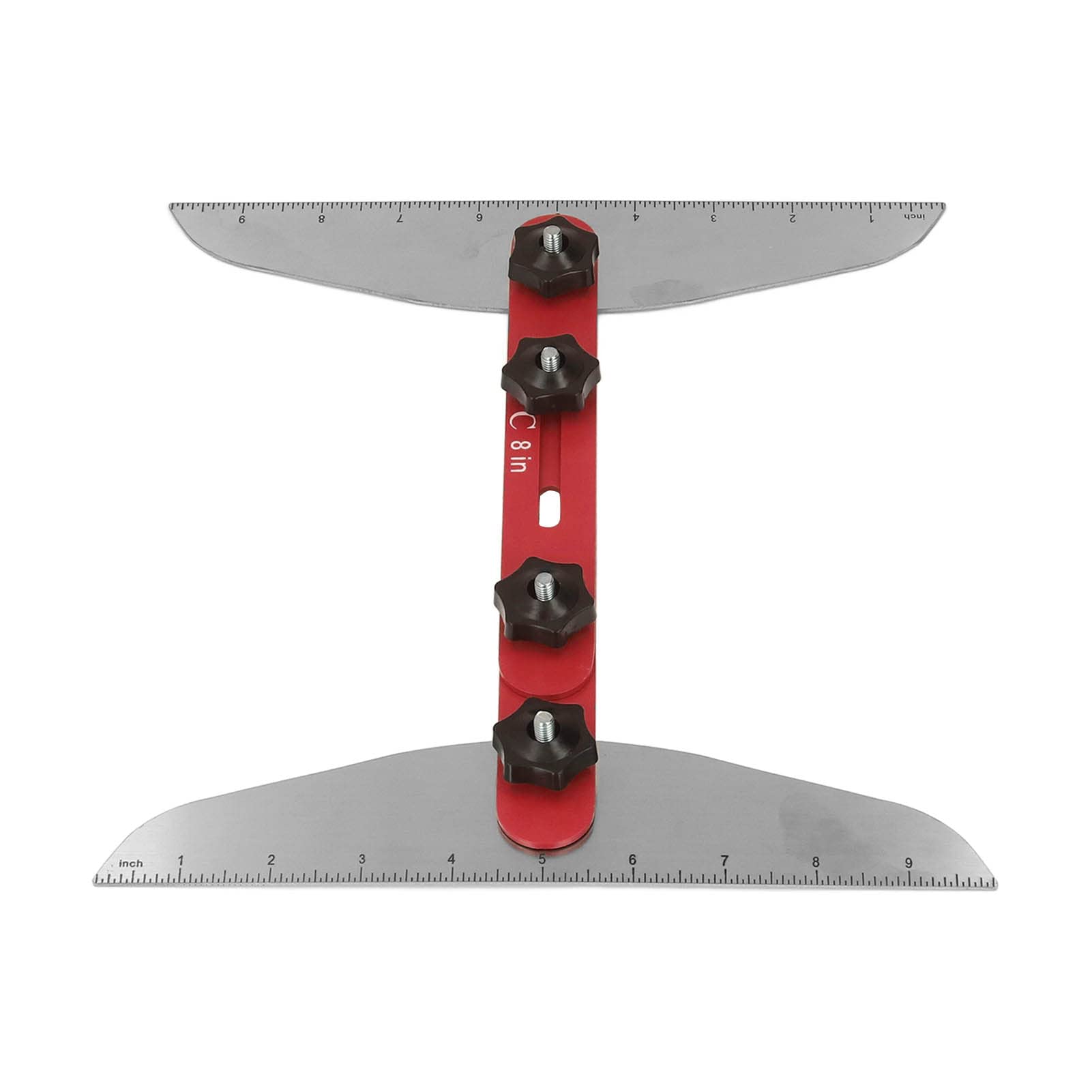 Herramienta de Plantilla de Calibre de Peldaños de Escalera, Plantilla de Trazado de Estante, Plantilla de Medición de Escalera de 11 a 60 Pulgadas, Herramienta de Medición de Escalera,(Rojo)
