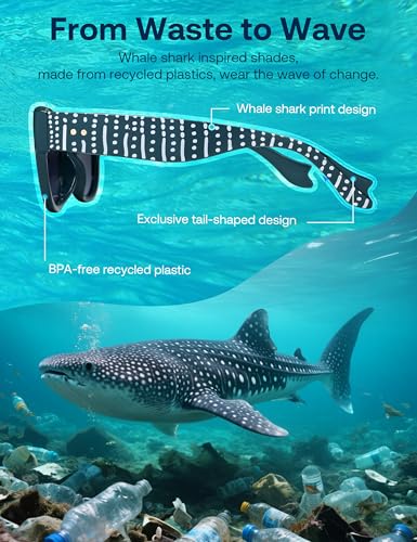 SOJOS Ocean Collection Classic Polarized Square Sunglasses for Women Men Recycled Plastic Frame Eco-Friendly UV400, Bloom2