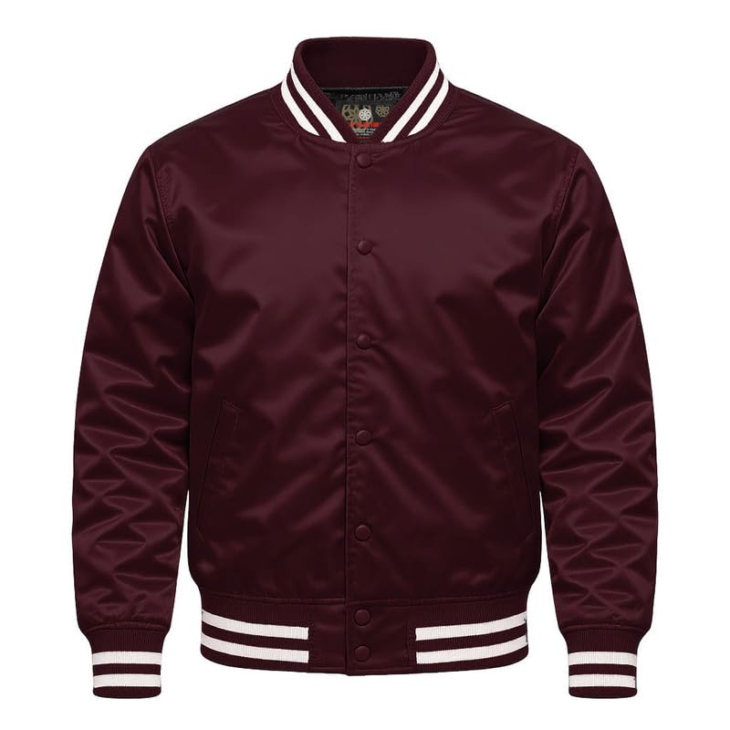 Women's Satin Varsity Bomber Jacket – Baseball College Letterman Style