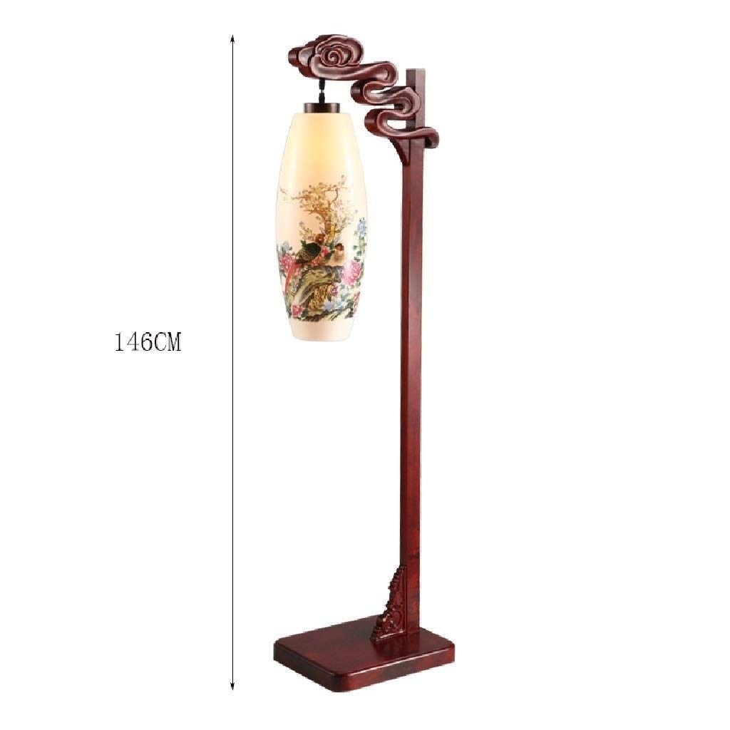 Stehlampe Chinesische Keramik Blume und Vogel Zeichnung Stehlampe Imitation Klassische Massivholz Club Schlafzimmer Studie Schreibtischlampe Vertikale Tischlampe Hohe Stehleuchte