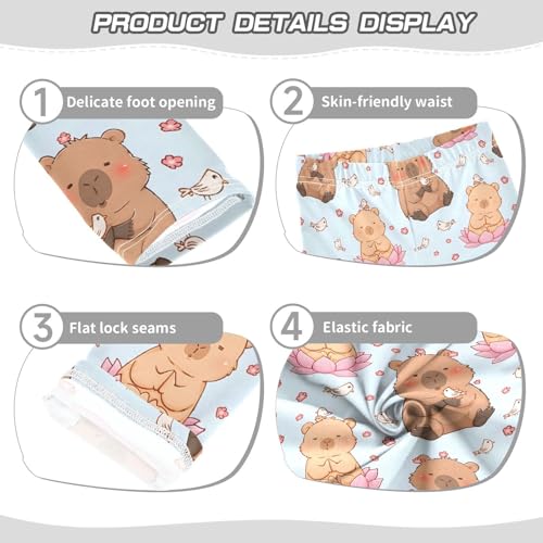 Cute Capybara Flowers Bird Girls Leggings Ultra Soft Compression Yoga Gym Pants for Kids 4-10T3