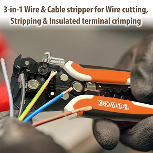 BOLTWORK 3 in 1 Wire Stripper Tool Heavy Duty Automatic, Self-Adjusting, Terminal Crimper, for Electricians, Distribution Box Repair, Maintenance of Home Appliances, Child Electric Toys - Image 2