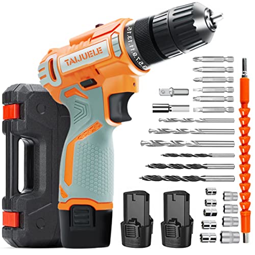 Cordless Drill 12V, Power Drill Set with 2 Battery and Charger, Power Drill Cordless with 25+1 Torque Setting, 2 Speed Gear Control, Electric Drill Combo Kit for DIY, Home Improvement