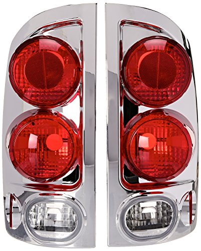 Spec-D Tuning Chrome Housing Clear Lens Tail Lights Compatible with 2002-2006 Dodge Ram 1500/2500/3500, Left + Right Pair Assembly