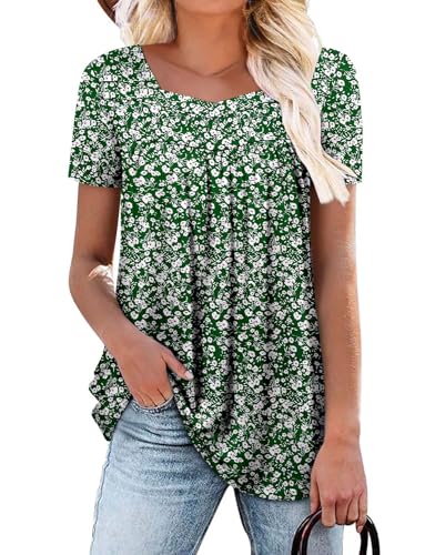 ZOLUCKY Womens Short Sleeve Tunic Tops Green Fashion Summer Shirts for Women XL
