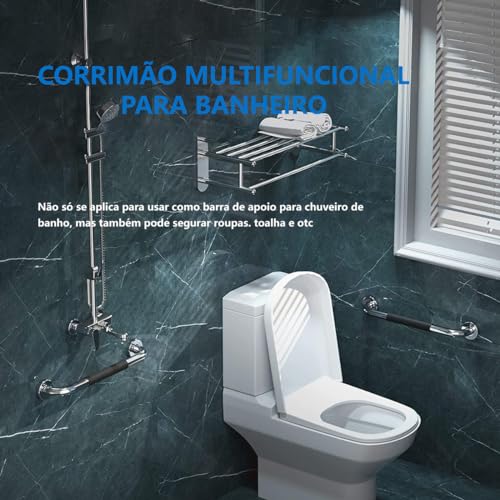 Kit 2 Barras De Apoio De Idoso Para Banheiro 40cm Alça Suporte Silicone De Aço Inoxidável