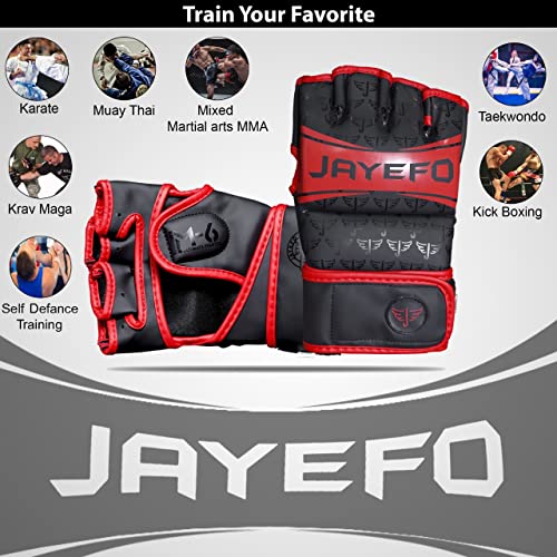 Jayefo Mma Gloves (Black/Red, S/M) #TOP2