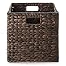 Espresso Water Hyacinth Storage Cubes, Set of 2, 12x12x12 Inch Collapsible Woven Baskets, Dark Brown Organizer Bins for Cube Shelves, Modern Farmhouse Industrial Style