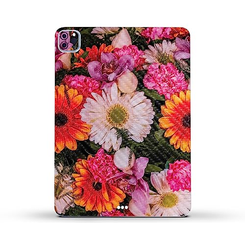 Image of MightySkins Carbon Fiber Skin Compatible with Apple iPad Pro 11 inch M2 4th Gen (2022) Full Wrap Kit - Watered Flowers | Protective, Durable Textured Carbon Fiber Finish | Easy to Apply | Made in The USA