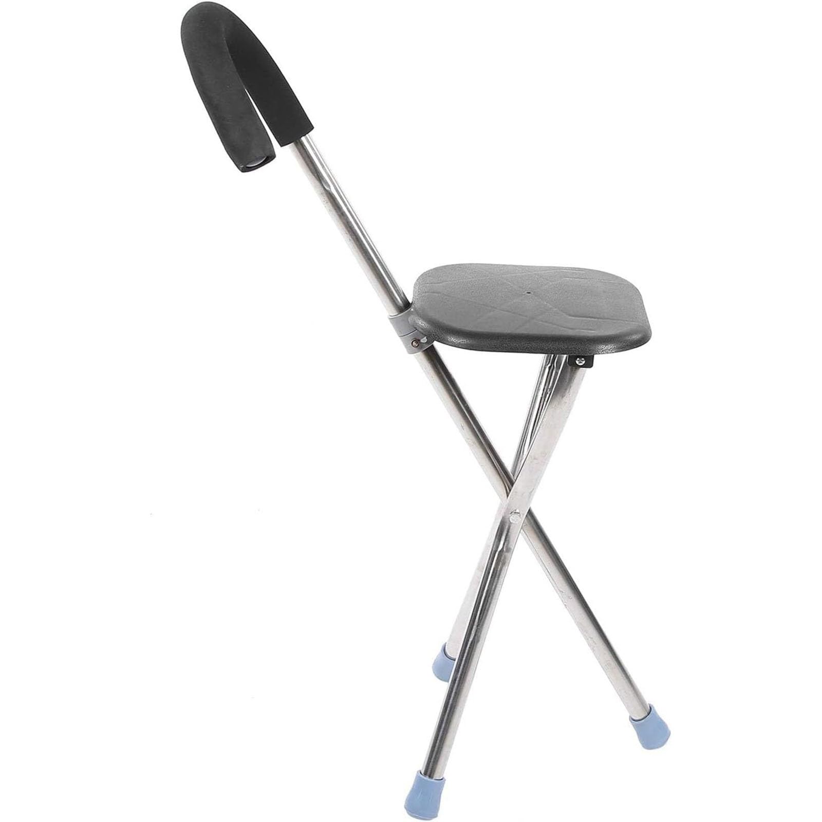 Bastón Trípode para Caminar Bastones Taburete Bastón Ortopédico Mango Ergonómico Silla con Muletas Plegable para Viajes para Ancianos y Discapacitados