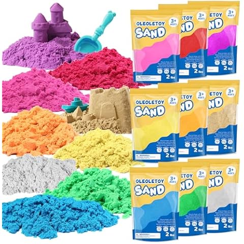 Colored Sand Sensory Toys for Kids: 18 Lbs Moldable Self-Sticking Sand for Sandbox Sensory Bin Filler - Kids Bulk Sand for Classroom Home - Sensory Toys Multicolor Sand Kit for Girls Boys Ages 3+ Cover