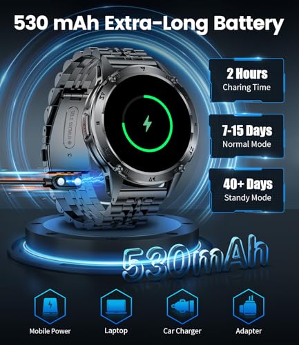 Image of LIGE Military Smart Watch for Men iPhone Android 1.43 inch HD Amoled Rugged 120+ Sport Modes IP68 Waterproof Answer /Make Call Fitness Running Heart Rate Blood Pressure Health Mens Smartwatch EF6-E