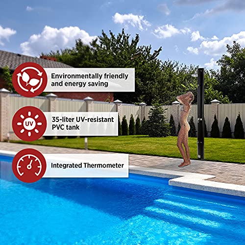 Arebos zonnedouche 35 l | 217 cm | regelbare watertemperatuur tot 60 graden | met voetdouche en draaibare douchekop. - Image 6