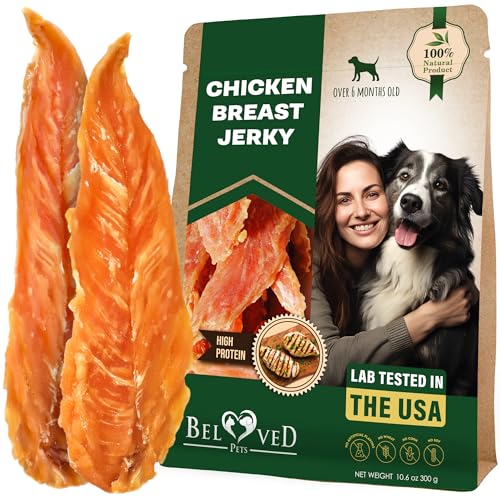 Beloved Pets Dog Treats Chicken Jerky 11 OZ - All Natural and Healthy Snacks for Large & Small Dogs - Grain Free and High Protein Meat - Human Grade Pet Chews