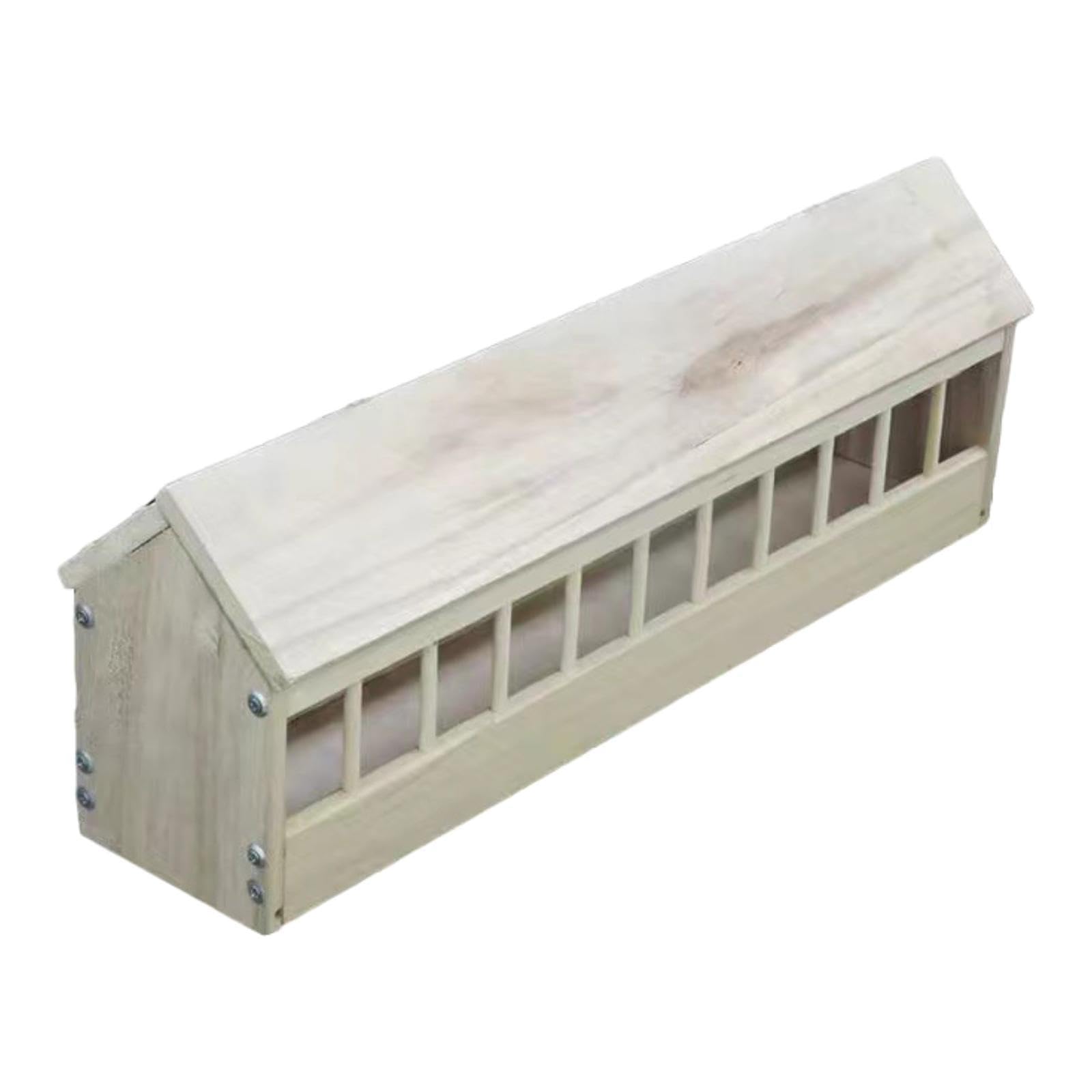 F Fityle Pigeon Feeder Wooden Chicken Feeder Poultry Feeding Multi Slot Container Convenient Wooden Food Dispenser Pigeon Supplies Poultry Trough Dish for Pigeons Chicken Poultry, 60cmx12.5cmx13.5cm
