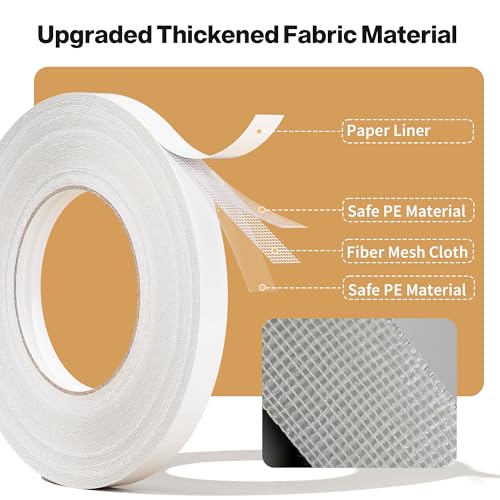Image of Hem Tape for Pants, 2PCS, 1 Inch X 40FT Double Sided Fabric Tape | Heavy Duty, No Sewing No Ironing, For Curtains, Dress, Jeans, Clothing, Rug, Carpet, Arts, Stitch Witchery Hemming Tape