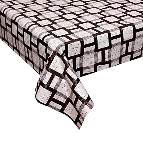 Image of Dakshya Industries PVC Waterproof Withoutlace Dining Table Cover (Size - 54X78 Inch) Rectangle 6 Seater Heat Rasistant Table Cloth (T14)