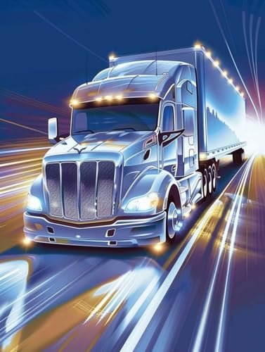 Diamond Painting Camion 5D pour adulte et enfant - Kit broderie strass ronds 40x50 cm