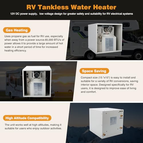 Image of 65,000 BTU RV Tankless Water Heater without Door with Digital User Control Panel, DC 12V ，Freeze Protection,High Altitude Available Compatible with All RVs On Demand Instant Hot Water Heater