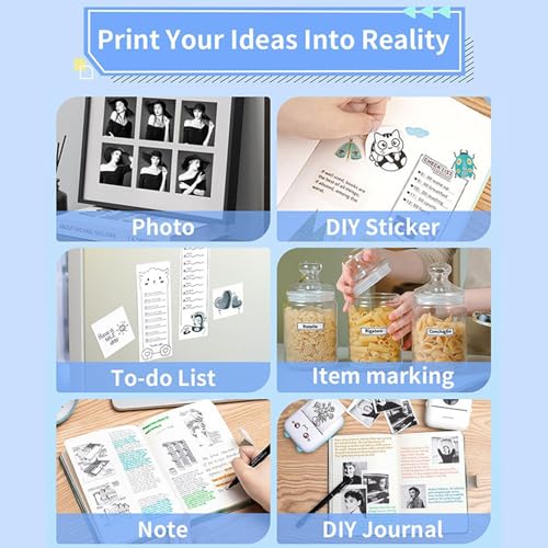 Image of 57x25mm Thermal Sticker Paper, 10 Rolls for Mini Thermal Printers - Colorful Self-Adhesive Labels, Compatible with Mini Printers & Label Makers, for DIY, Office, Kids' Cameras