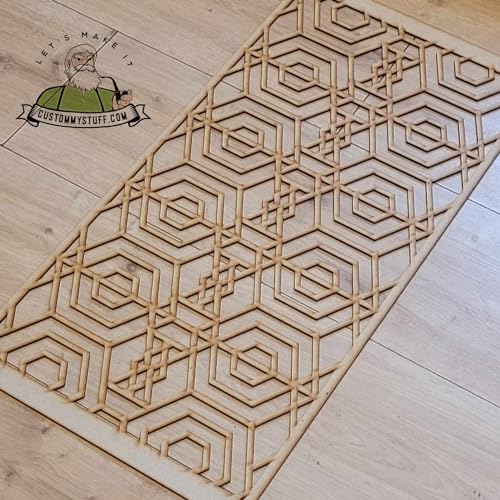 Art Deco Hexagon Trellis Grate Radiator Cabinet wall Decorative Screening-grille- Perforated MDF panel (600x300mm) 0145 (3mm thick MDF)