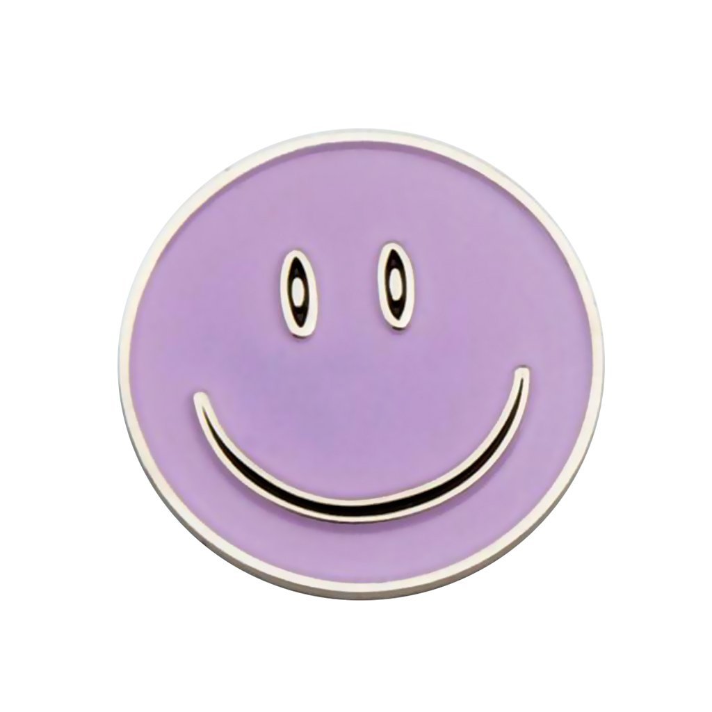 3 juegos de marcadores de pelota de golf con diseño de cara sonriente con clip magnético para gorra de golf (blanco + morado + amarillo)