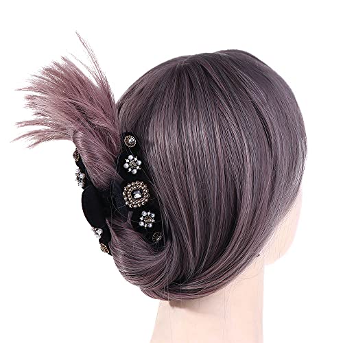 Pinza para cabello Leadigol Velvet Rhinestone Pearl 9.5 cm miniatura 7