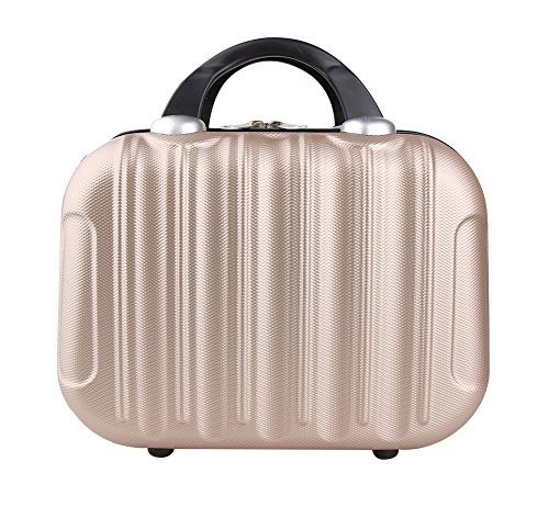 Genda 2Archer Kleine Kosmetikkoffer Hard Shell Handgepäck Reise Schönheittasche (Champagner) – Bild 5