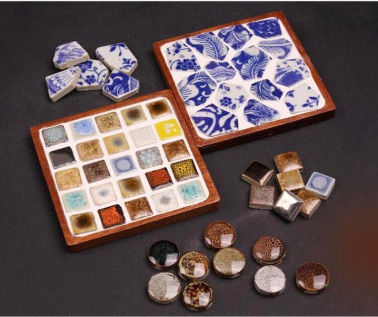 Miniatura 4 de Azulejos de mosaico de cerámica de porcelana de 1.1 libras, azulejos de mosaico irregulares rotos para suelo de manualidades, cocina, piscina,