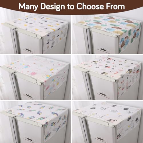 Image of HOKIPO Large Fridge Cover Top | For Bigger Double Door Refrigerator | Waterproof, Printed with 6 Side Pockets, Size Large 180x62 cm, Nature Trees (AR-5876-D2)