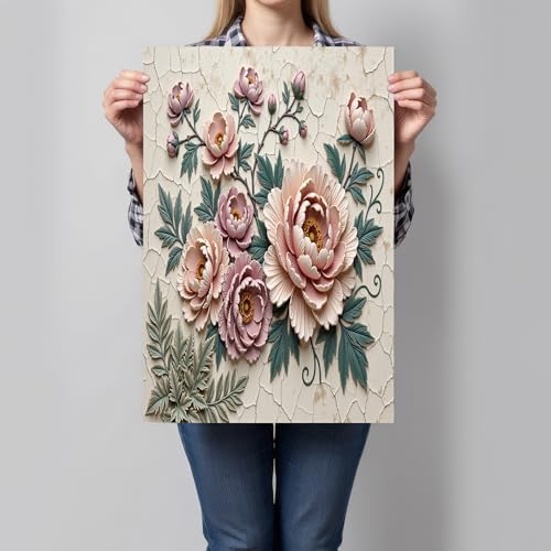 Tableau Fleurs de Pivoine Impressio Murales pour Salon Chambre 80x120 cm