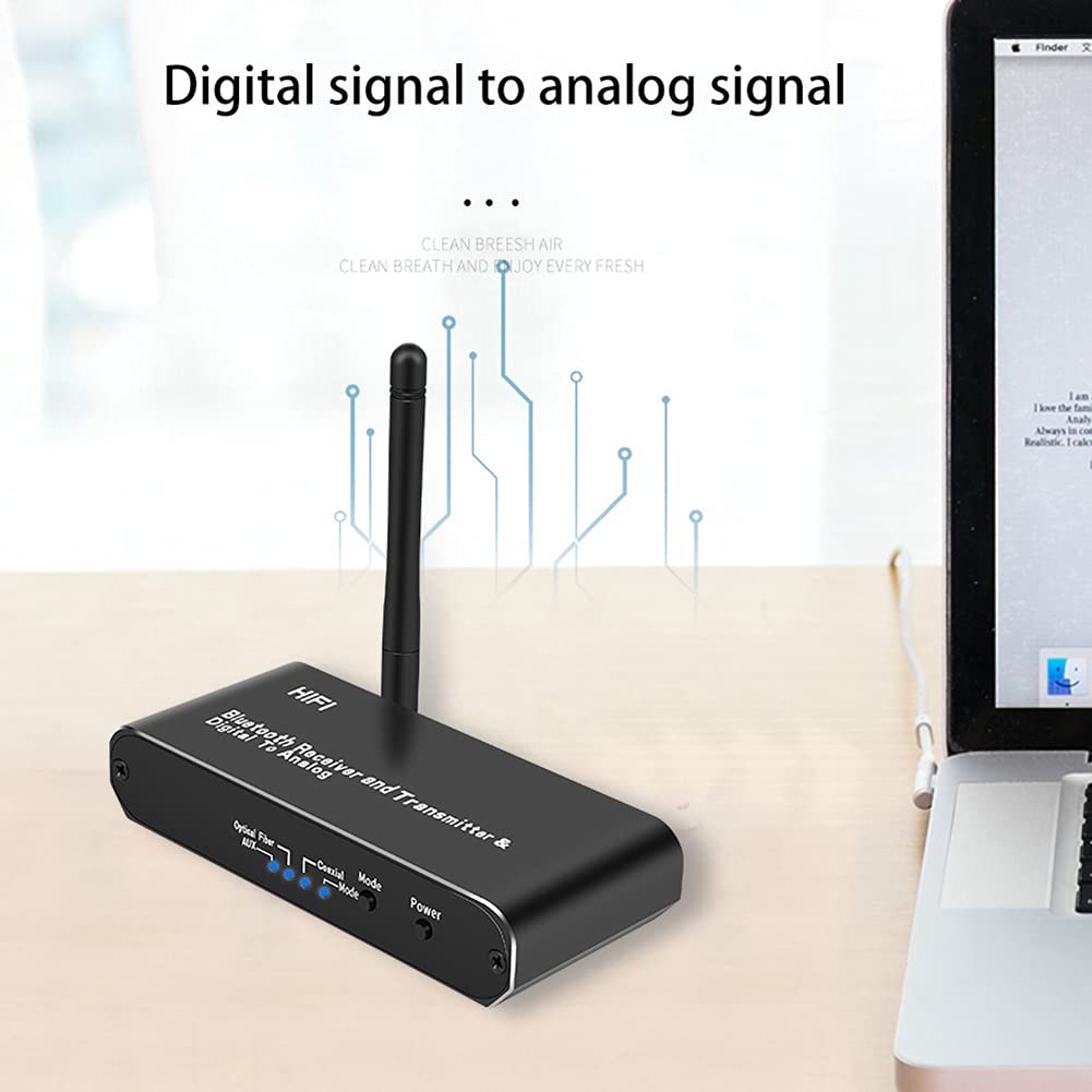 RSGK Transmisor Receptor Bluetooth 5.0, Convertidor De Audio Digital a Analógico DAC 3.5MM AUX Fibra Óptica Coaxial Transmisor Receptor De Audio Bluetooth 5.0