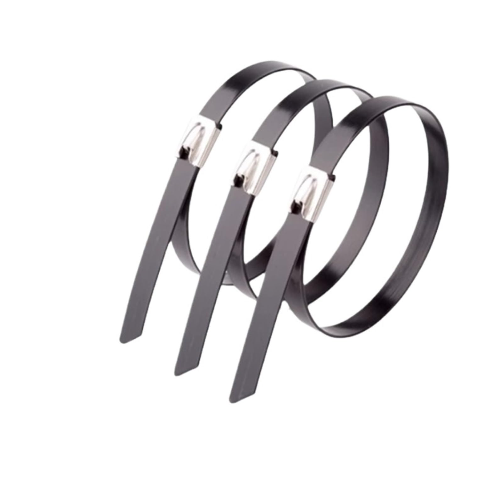 Bridas for cables cubiertas de plástico negro, Metal, acero inoxidable, cierre multifuncional de escape con cremallera de Metal, brida for cables de 8mm, 10-100 Uds.(50pcs,8x550mm)