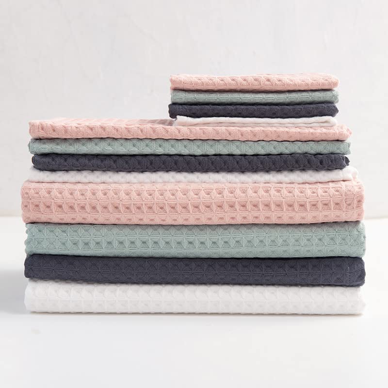 a Towels - 6 toallas cuadradas de algodón de doble capa de 13.7 x 29.5 pulgadas, peso ligero, toallas de secado rápido para tu baño, baño y tocador (rosa)