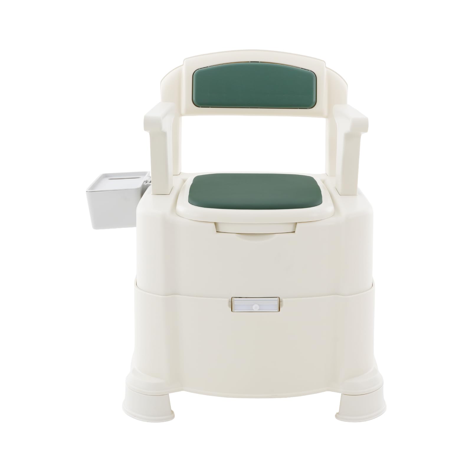 WC da campeggio portatile, con schienale e braccioli, WC portatile da viaggio con luce a sensore, secchio rimovibile, capacità di carico 100 kg, per campeggio, viaggi, camper