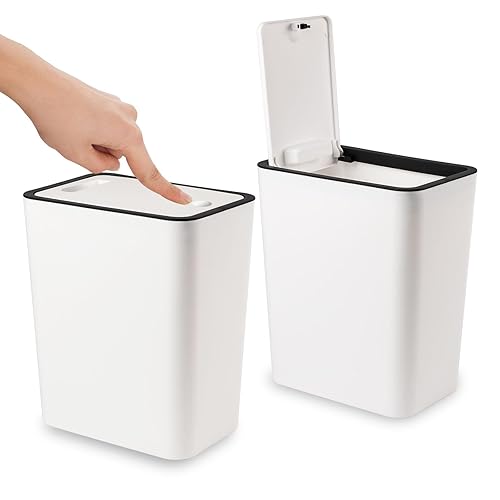 ZLMXXT Bote de basura con tapa, paquete de 2 cubos de 4 galones15 litros, bote de basura con parte superior de prensa, bote de basura a prueba de
