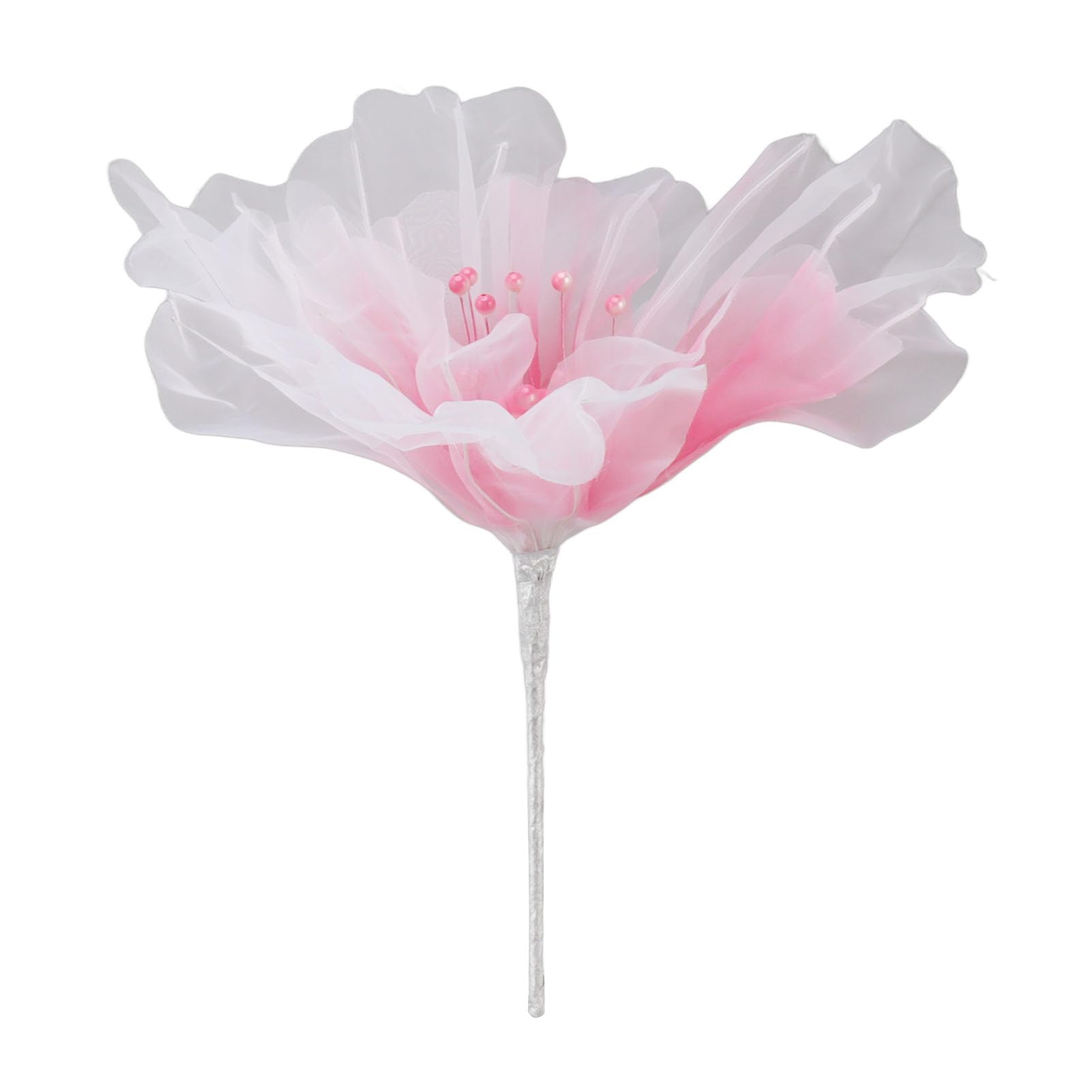 Buachois Fiore Artificiale Grande 50 Cm in Organza e Seta con Perline Falso Fiore Decorativo per Matrimoni Compleanni Eventi e Artigianato con Nastro Organza Rosso