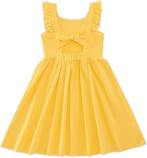 Little Girls Tie Back Dress Kids Vintage Sundress Casual Sleeveless Dresses 3-7 Years - Buy now