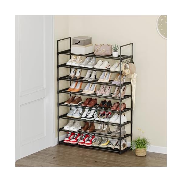 Shoe rack organizer 8 tier tall shoe rack for closet shoe storage for entryway adjustable shelf height metal shoe rack shelf shoe rack for front door entrance closet entryway  urban country home decor