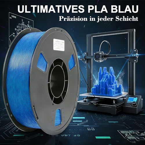 Image of LOVOON PLA Filament Blue 1KG, Neatly Wound 1.75mm 3D Printer Filament Dimensional Accuracy + /- 0.02mm, 1kg Carboard Spool (2.2lbs) Fits for Most FDM 3D Printers
