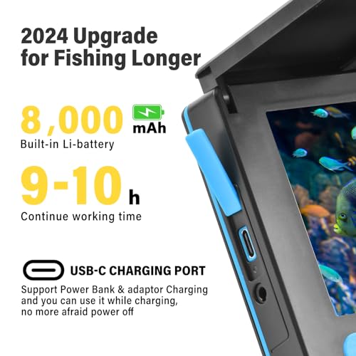 Image of Portable Underwater Fishing Camera 1000TVL Pixels High-Definition 4.3-inch IPS Screen Display Fish Finder with 5000mAH Rechargeable Battery for Ice Lake Sea Boat Kayak Fishing. (5.0-inch)