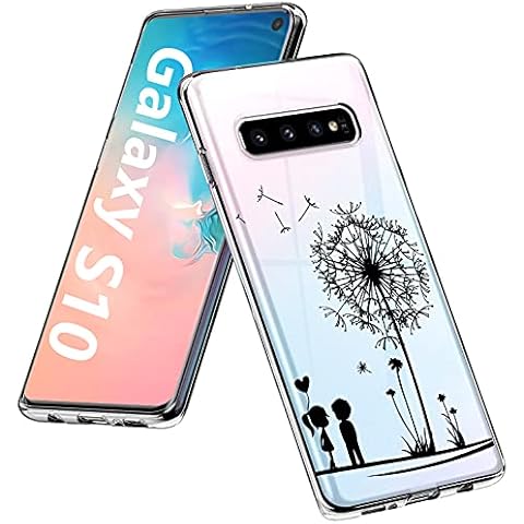 Croazhi Case for Samsung Galaxy S10 Case Clear Slim Thin Silicone Glitter Crystal Cute Marble Floral Cases for Women, Hybrid TPU Shockproof Protective Bumper Case Cover for Samsung S10 Phone Case Cover